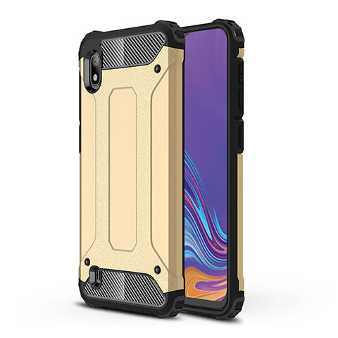 Silikon Hülle Handyhülle und Kunststoff Schutzhülle Hartschalen Tasche WL1 für Samsung Galaxy A10 Gold