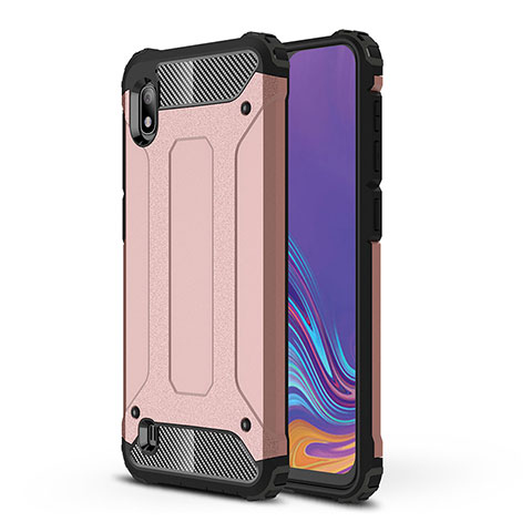 Silikon Hülle Handyhülle und Kunststoff Schutzhülle Hartschalen Tasche WL1 für Samsung Galaxy A10 Rosegold