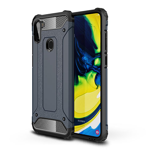 Silikon Hülle Handyhülle und Kunststoff Schutzhülle Hartschalen Tasche WL1 für Samsung Galaxy A11 Königs Blau