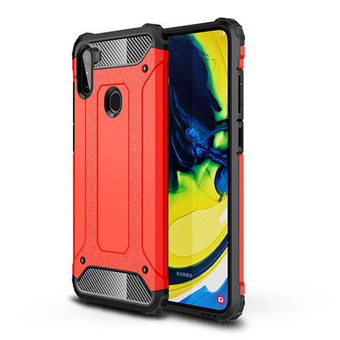 Silikon Hülle Handyhülle und Kunststoff Schutzhülle Hartschalen Tasche WL1 für Samsung Galaxy A11 Rot