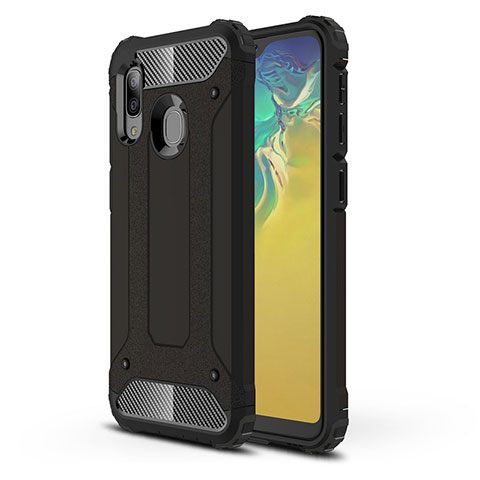 Silikon Hülle Handyhülle und Kunststoff Schutzhülle Hartschalen Tasche WL1 für Samsung Galaxy A20e Schwarz