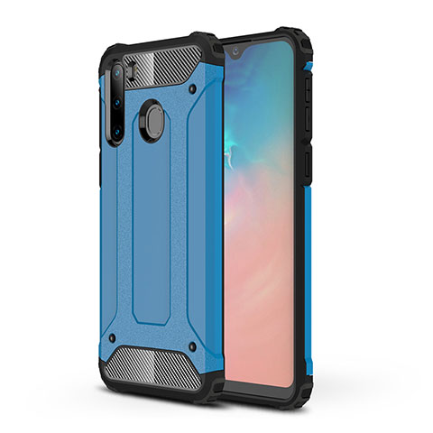 Silikon Hülle Handyhülle und Kunststoff Schutzhülle Hartschalen Tasche WL1 für Samsung Galaxy A21 European Blau