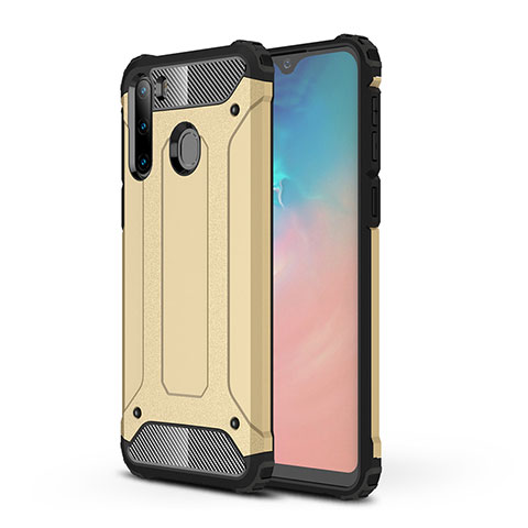 Silikon Hülle Handyhülle und Kunststoff Schutzhülle Hartschalen Tasche WL1 für Samsung Galaxy A21 European Gold