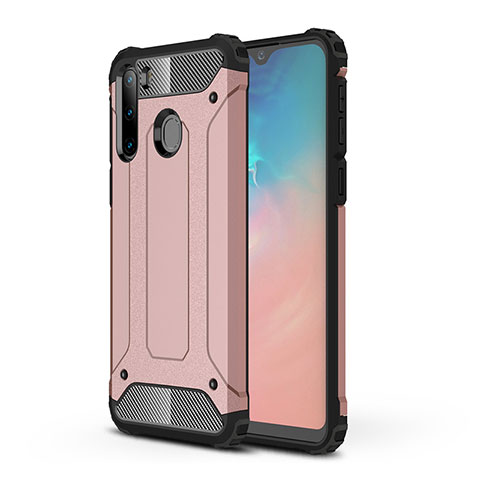 Silikon Hülle Handyhülle und Kunststoff Schutzhülle Hartschalen Tasche WL1 für Samsung Galaxy A21 European Rosegold