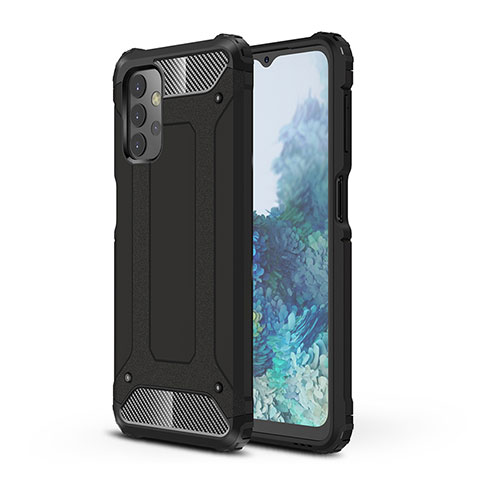 Silikon Hülle Handyhülle und Kunststoff Schutzhülle Hartschalen Tasche WL1 für Samsung Galaxy A32 5G Schwarz