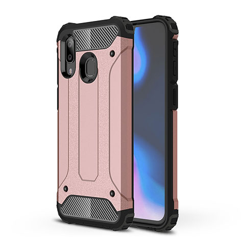 Silikon Hülle Handyhülle und Kunststoff Schutzhülle Hartschalen Tasche WL1 für Samsung Galaxy A40 Rosegold