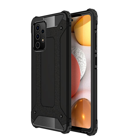 Silikon Hülle Handyhülle und Kunststoff Schutzhülle Hartschalen Tasche WL1 für Samsung Galaxy A52 4G Schwarz