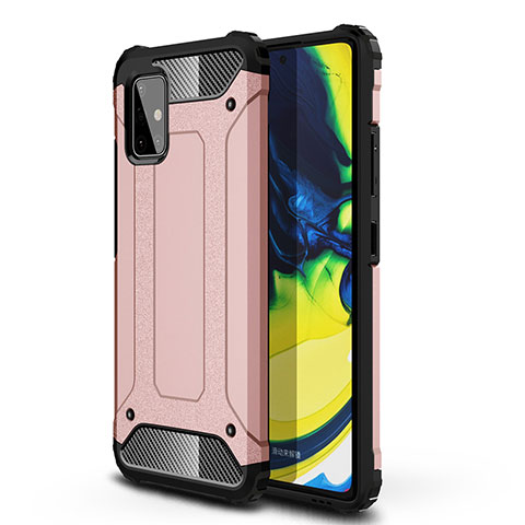 Silikon Hülle Handyhülle und Kunststoff Schutzhülle Hartschalen Tasche WL1 für Samsung Galaxy A71 4G A715 Rosegold