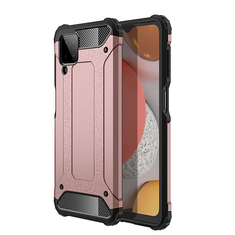 Silikon Hülle Handyhülle und Kunststoff Schutzhülle Hartschalen Tasche WL1 für Samsung Galaxy F12 Rosegold