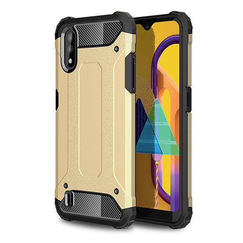 Silikon Hülle Handyhülle und Kunststoff Schutzhülle Hartschalen Tasche WL1 für Samsung Galaxy M01 Gold