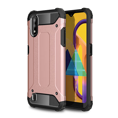 Silikon Hülle Handyhülle und Kunststoff Schutzhülle Hartschalen Tasche WL1 für Samsung Galaxy M01 Rosegold