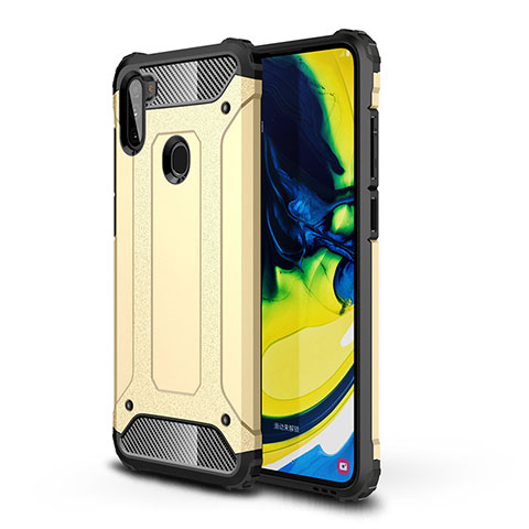 Silikon Hülle Handyhülle und Kunststoff Schutzhülle Hartschalen Tasche WL1 für Samsung Galaxy M11 Gold