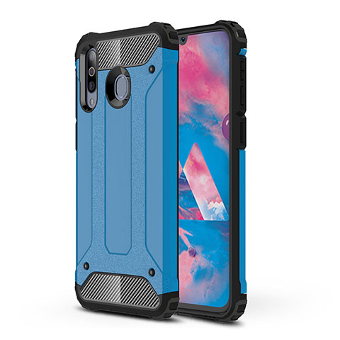 Silikon Hülle Handyhülle und Kunststoff Schutzhülle Hartschalen Tasche WL1 für Samsung Galaxy M30 Blau