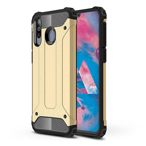 Silikon Hülle Handyhülle und Kunststoff Schutzhülle Hartschalen Tasche WL1 für Samsung Galaxy M30 Gold