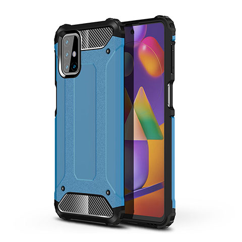 Silikon Hülle Handyhülle und Kunststoff Schutzhülle Hartschalen Tasche WL1 für Samsung Galaxy M31s Blau