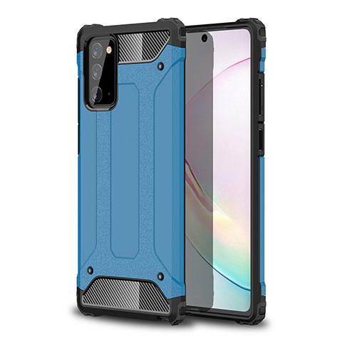 Silikon Hülle Handyhülle und Kunststoff Schutzhülle Hartschalen Tasche WL1 für Samsung Galaxy Note 20 5G Blau