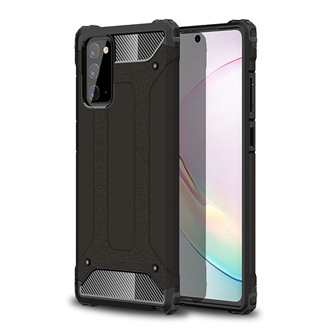 Silikon Hülle Handyhülle und Kunststoff Schutzhülle Hartschalen Tasche WL1 für Samsung Galaxy Note 20 5G Schwarz