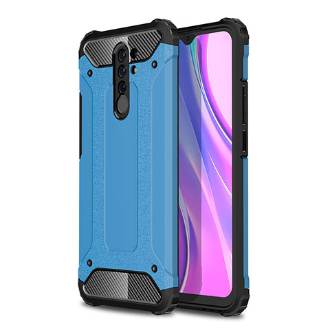 Silikon Hülle Handyhülle und Kunststoff Schutzhülle Hartschalen Tasche WL1 für Xiaomi Redmi 9 Prime India Blau