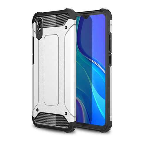 Silikon Hülle Handyhülle und Kunststoff Schutzhülle Hartschalen Tasche WL1 für Xiaomi Redmi 9A Silber