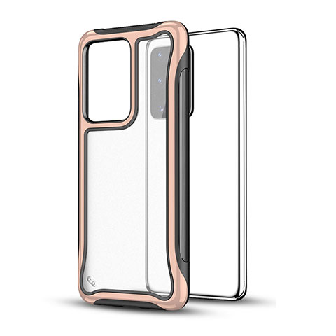 Silikon Hülle Handyhülle und Kunststoff Schutzhülle Hartschalen Tasche YF1 für Samsung Galaxy S20 Plus 5G Rosegold