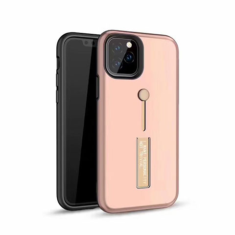 Silikon Hülle Handyhülle und Kunststoff Schutzhülle Tasche mit Fingerring Ständer S01 für Apple iPhone 11 Pro Rosegold