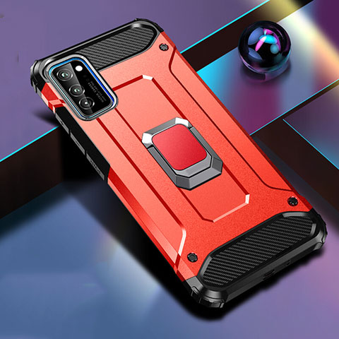 Silikon Hülle Handyhülle und Kunststoff Schutzhülle Tasche mit Magnetisch Fingerring Ständer R01 für Huawei Honor View 30 Pro 5G Rot
