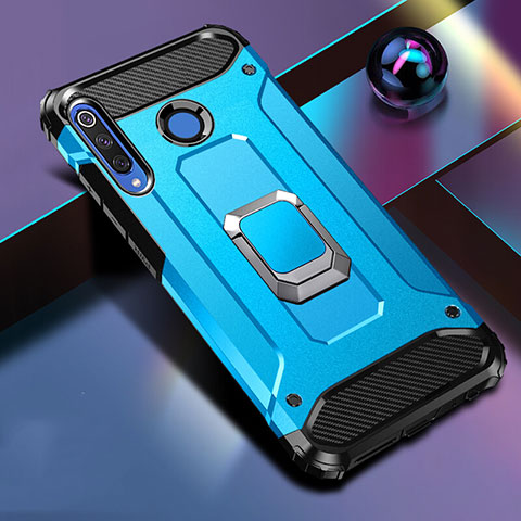 Silikon Hülle Handyhülle und Kunststoff Schutzhülle Tasche mit Magnetisch Fingerring Ständer R02 für Huawei Nova 4e Hellblau