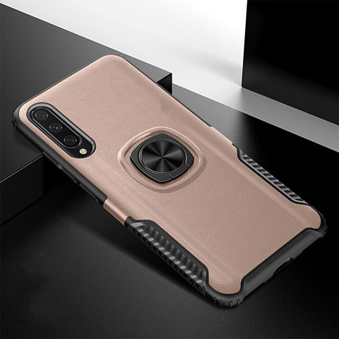 Silikon Hülle Handyhülle und Kunststoff Schutzhülle Tasche mit Magnetisch Fingerring Ständer R02 für Xiaomi Mi A3 Rosegold