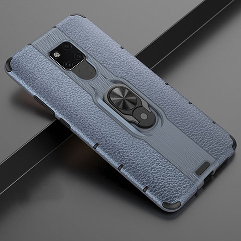 Silikon Hülle Handyhülle und Kunststoff Schutzhülle Tasche mit Magnetisch Fingerring Ständer R03 für Huawei Mate 20 X 5G Blau