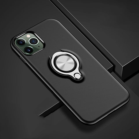 Silikon Hülle Handyhülle und Kunststoff Schutzhülle Tasche mit Magnetisch Fingerring Ständer R04 für Apple iPhone 11 Pro Schwarz