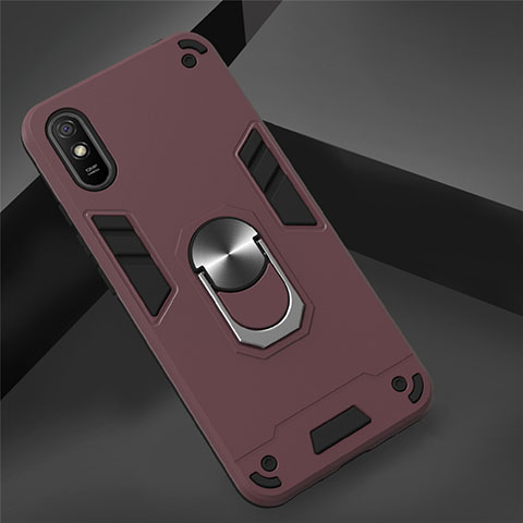 Silikon Hülle Handyhülle und Kunststoff Schutzhülle Tasche mit Magnetisch Fingerring Ständer R04 für Xiaomi Redmi 9i Fuchsie