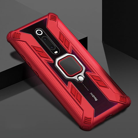 Silikon Hülle Handyhülle und Kunststoff Schutzhülle Tasche mit Magnetisch Fingerring Ständer R05 für Xiaomi Redmi K20 Rot