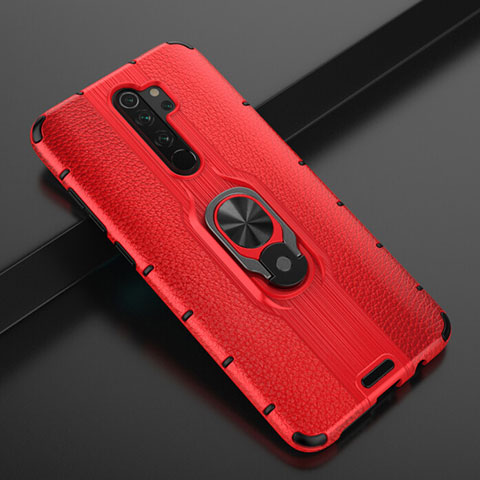 Silikon Hülle Handyhülle und Kunststoff Schutzhülle Tasche mit Magnetisch Fingerring Ständer R05 für Xiaomi Redmi Note 8 Pro Rot