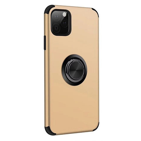 Silikon Hülle Handyhülle und Kunststoff Schutzhülle Tasche mit Magnetisch Fingerring Ständer R06 für Apple iPhone 11 Pro Gold