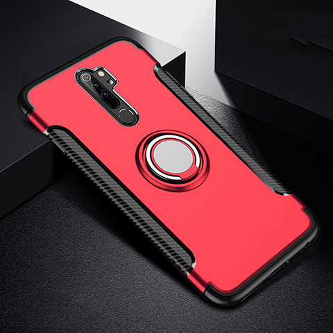 Silikon Hülle Handyhülle und Kunststoff Schutzhülle Tasche mit Magnetisch Fingerring Ständer R08 für Xiaomi Redmi Note 8 Pro Rot