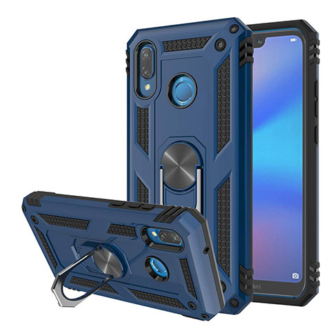 Silikon Hülle Handyhülle und Kunststoff Schutzhülle Tasche mit Magnetisch Ständer für Huawei Nova 3e Blau