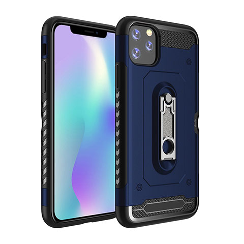 Silikon Hülle Handyhülle und Kunststoff Schutzhülle Tasche mit Ständer A03 für Apple iPhone 11 Pro Blau