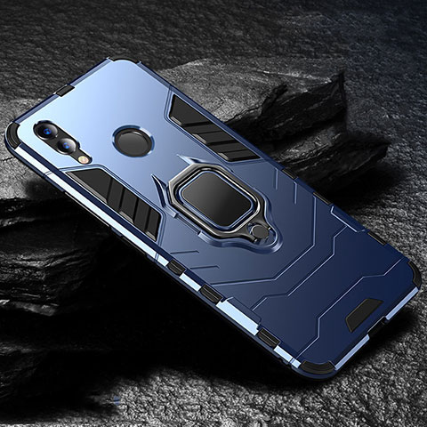 Silikon Hülle Handyhülle und Kunststoff Schutzhülle Tasche mit Ständer für Huawei Honor V10 Lite Blau
