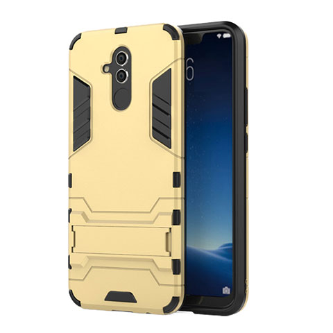 Silikon Hülle Handyhülle und Kunststoff Schutzhülle Tasche mit Ständer für Huawei Mate 20 Lite Gold