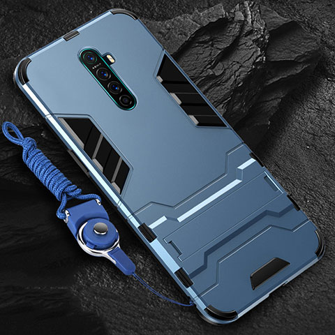 Silikon Hülle Handyhülle und Kunststoff Schutzhülle Tasche mit Ständer für Realme X2 Pro Hellblau