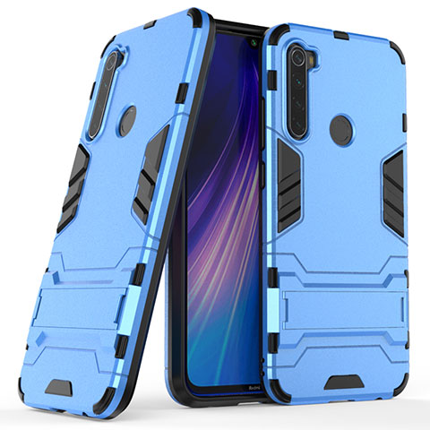 Silikon Hülle Handyhülle und Kunststoff Schutzhülle Tasche mit Ständer für Xiaomi Redmi Note 8 Blau