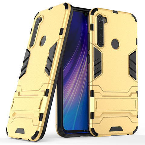 Silikon Hülle Handyhülle und Kunststoff Schutzhülle Tasche mit Ständer für Xiaomi Redmi Note 8T Gold