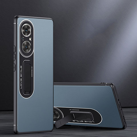 Silikon Hülle Handyhülle und Kunststoff Schutzhülle Tasche mit Ständer JB1 für Huawei Nova 9 SE Blau