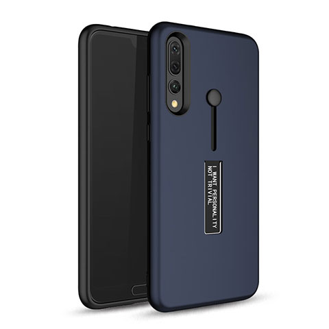 Silikon Hülle Handyhülle und Kunststoff Schutzhülle Tasche mit Ständer P01 für Huawei P20 Pro Blau