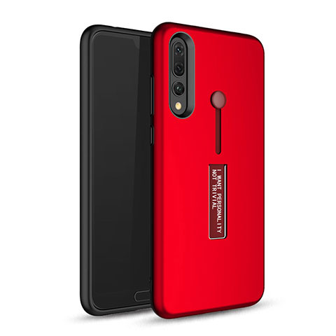 Silikon Hülle Handyhülle und Kunststoff Schutzhülle Tasche mit Ständer P01 für Huawei P20 Pro Rot