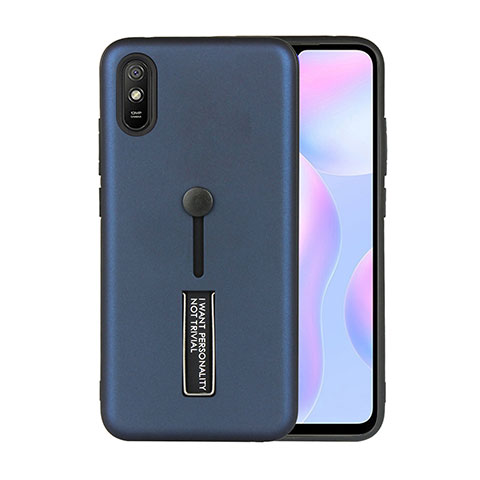 Silikon Hülle Handyhülle und Kunststoff Schutzhülle Tasche mit Ständer R05 für Xiaomi Redmi 9A Blau