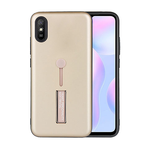 Silikon Hülle Handyhülle und Kunststoff Schutzhülle Tasche mit Ständer R05 für Xiaomi Redmi 9A Gold