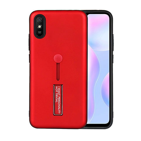 Silikon Hülle Handyhülle und Kunststoff Schutzhülle Tasche mit Ständer R05 für Xiaomi Redmi 9i Rot