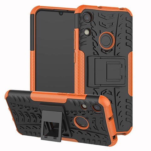 Silikon Hülle Handyhülle und Kunststoff Schutzhülle Tasche mit Ständer Z01 für Huawei Y6 (2019) Orange