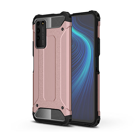 Silikon Hülle Handyhülle und Kunststoff Schutzhülle Tasche R01 für Huawei Honor X10 5G Rosegold